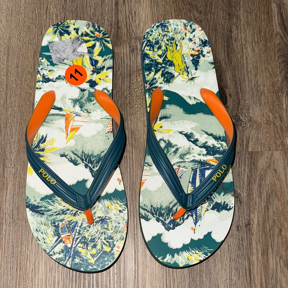 New Polo Ralph Lauren Men’s Whittlebury Flip Flops Size-11